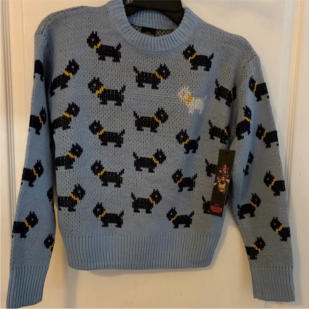 Netflix Stranger Things Scottie Dog Sweater NWT